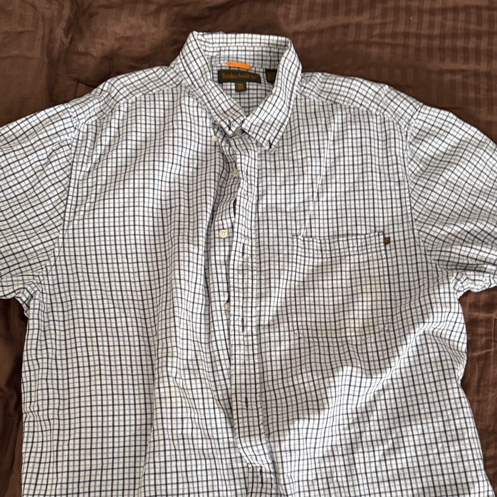 Timberland White and Blue Plaid Shirt